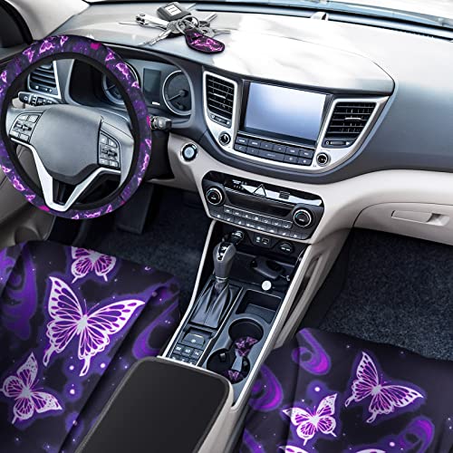 Frienda 10 Pcs Car Seat Covers For Women Butterfly Car Accessories Car Interior Seat Covers With Steering Wheel Cover, Wrist Strap, Car Coasters, Armrest Pad, Shoulder Pad, Key Chain(Classic Stylec) #TOP1