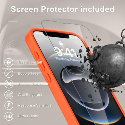 Image of YENAPOON for iPhone 17e Case, iPhone 16e Case, Matte Magnetic Phone Cover [with 1 Screen Protector] [Support for MagSafe] [Shockproof Military Grade Protection] Translucent Frosted Back, Orange
