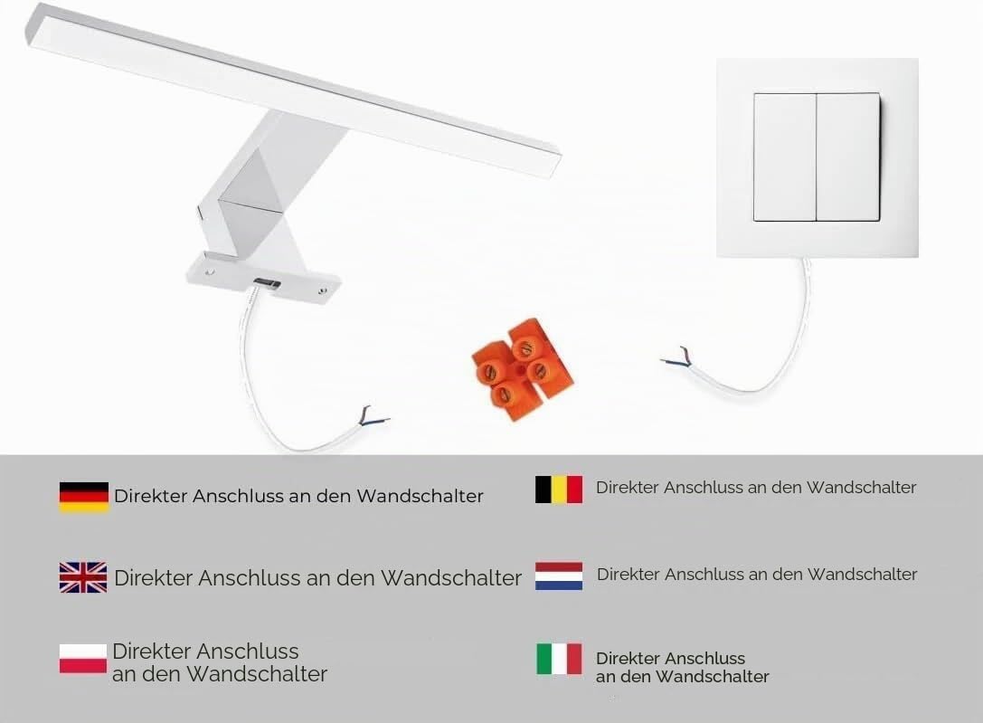 LED Spiegelschrank Badezimmer 50 cm – Badezimmerschrank mit Beleuchtung 4000K, Soft Close, IP44, Hängeschrank mit Spiegel und LED Licht – Weiß