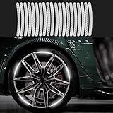 Tecledsn 20PCS Reflective Car Wheel Decorative Stripe Stickers, Wheel Rim Decal, Car Wheel Night Safety Warning Stickers, Car Exterior Accessories Wheel Rim Tape Universal for Most Vehicles (White)