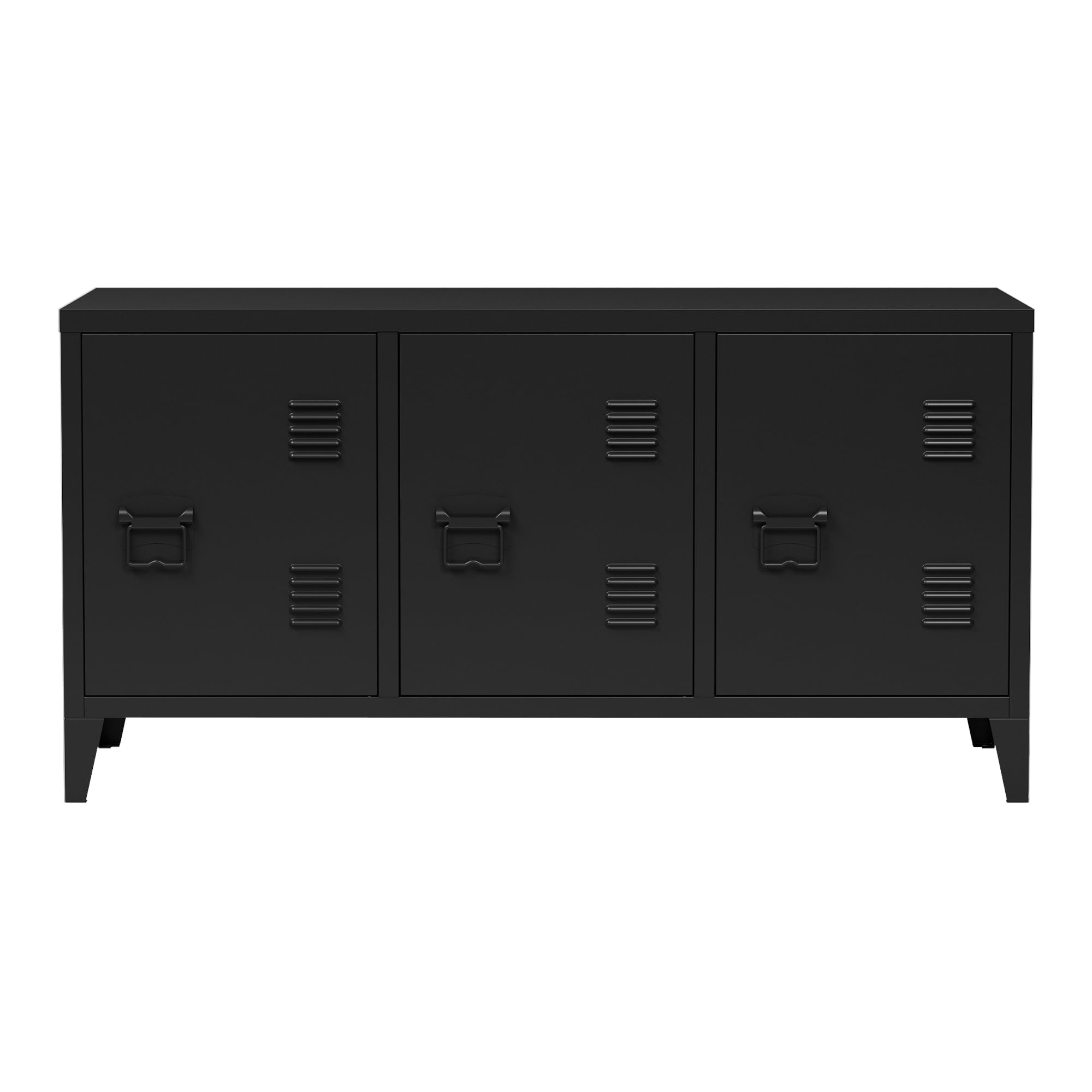 [en.casa] TV Schrank Kotka Lowboard mit 3 Türen TV Board Schwarz Fernsehtisch TV Kommode Fernsehschrank 113 x 40 x 58 cm Metall