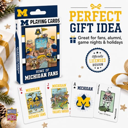 Image of Masterpieces Adult Playing Cards - Michigan Wolverines Fan Deck, 54 Poker Cards
