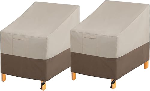 Miniatura 1 de PHI VILLA Juego de 2 fundas para sillas de patio, fundas para muebles de exterior, impermeables y resistentes, para asientos profundos, para