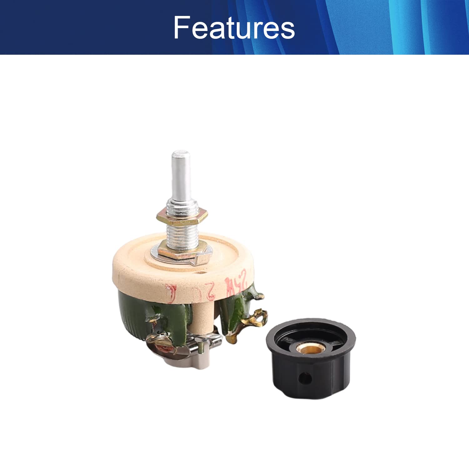 Potenziometro Ceramica 25W 20 Ohm Sourcing Map - Reostato A Filo Avvolto Con Manopola Per Controllo Luci/Motori - Foto 9