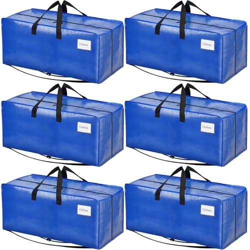 Image of BAGAIL Heavy Duty Moving Bags with Strong Handle, Extra Large Moving Boxes, Storage Tote for Clothes, College Moving Supplies(Light Blue, 6 Pack)