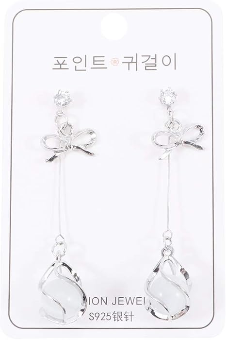 Amazon Co Jp Dahe イヤリング シンプル 韓国語 ドロップピアス 小弓 メタル 女性の贈り物 アクリル アクセサリー ジュエリー Silver ジュエリー