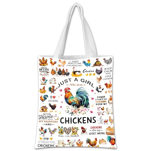 LUMIREX Jutebeutel Hühner Geschenke Tragetasche Huhn Canvas Tasche Damen Geburtstag Stoffbeutel Bedruckt Faltbare Einkaufstasche Stoff Geschenk Für Hühnerliebhaber im Reisen Arbeiten Studieren