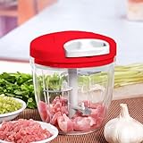 Processador de Alimentos Manual 900ml com 5 Lâminas, Triturador de Cebola, Alho, Legumes e Temperos para Cozinha