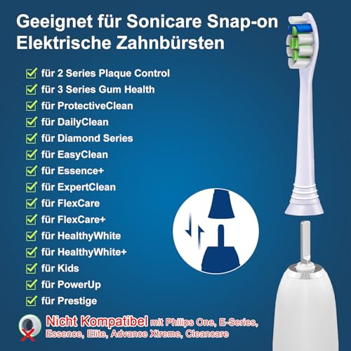 16er Precision Clean Ersatzbürsten Kompatibel mit Philips Sonicare Schallzahnbürste, 8er Schwarz und 8er Weiß Bürstenköpfe. – Bild 3