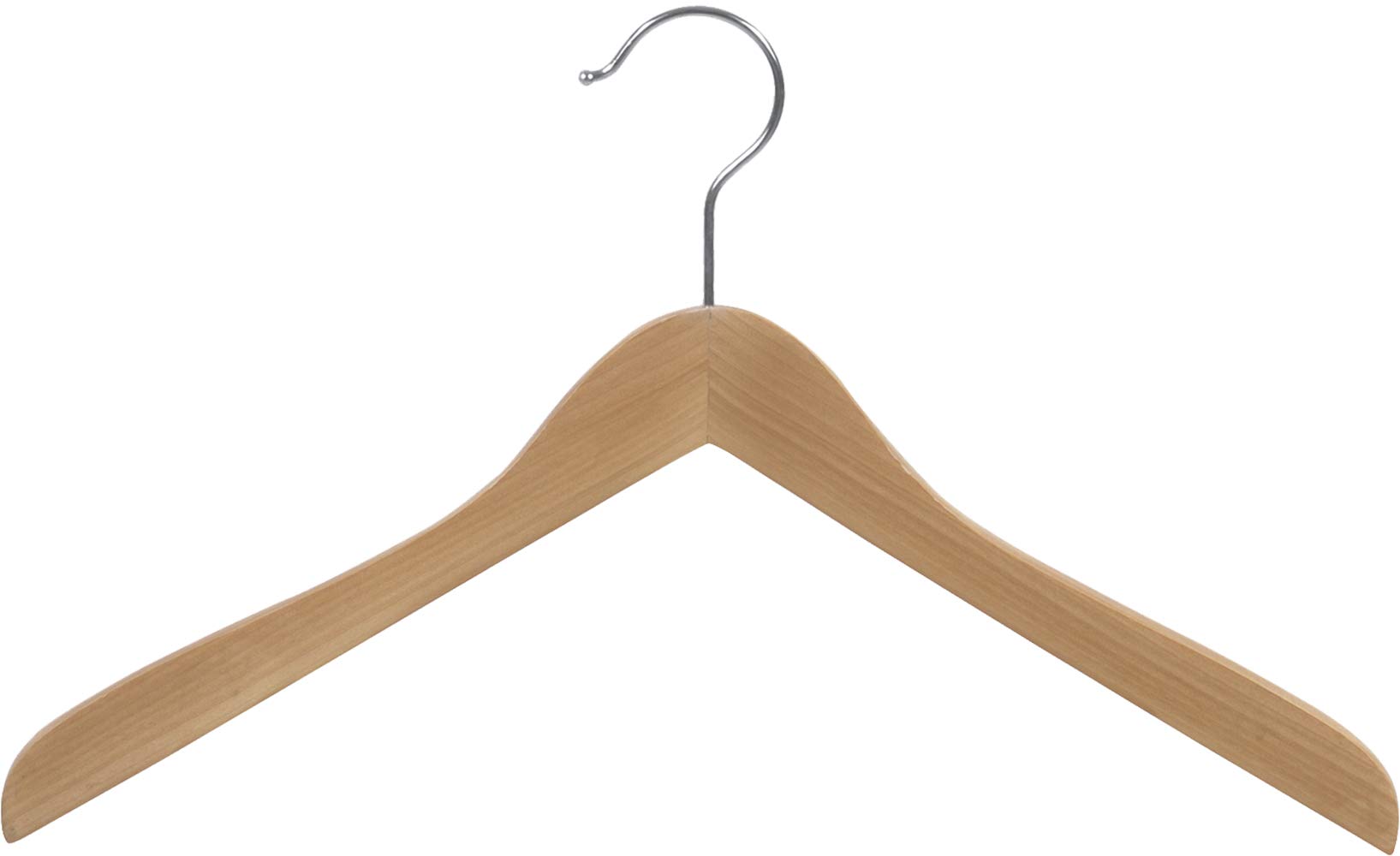 Concave Wooden Top Hanger with Natural Finish, Thick Curved Coat Hangers with Chrome Swivel Hook for Jackets or Fine Shirts (Set of 24) by The Great American Hanger Company