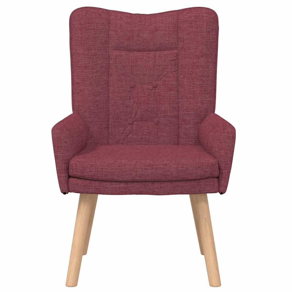 Générique Fotel bordowy 63 x 67 x 94 cm Tkanina poliestrowa | Nogi z litego drewna kauczukowego, wyściełane oparcie, miękkie podłokietniki, do salonu, sypialni, biura
