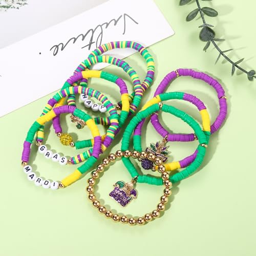 NVENF Rainbow Heishi Bracelets for Women Stackable African Vinyl Disc Bead Stretch Bracelets Bohemia Layered Surfer Bracelets Summer Beach Accessory4