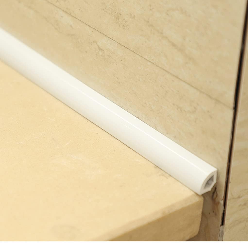 Flexible Quarter Round Molding Self Adhesive, 16.4 Feet Waterproof Molding Trim for Wall Edge, Cabinet Edge, Ceilings Edge, Countertops(Hollow) (White self-Adhesive)
