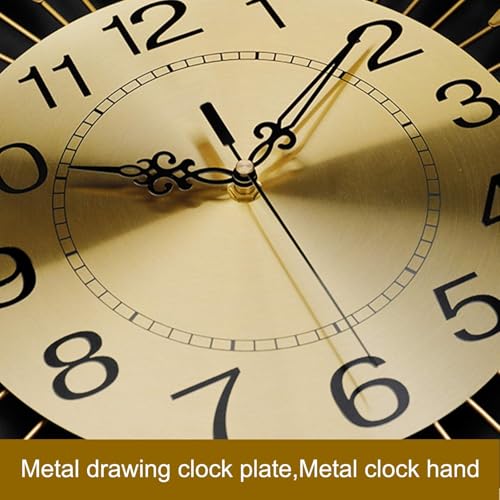 Image of European Style Luxury Living Room Analog Silent Creative Personality Metal Large Clock Sunflower Simple Modern Art Wall Decorative Clock (Petal Sun Clock 70x70cm)