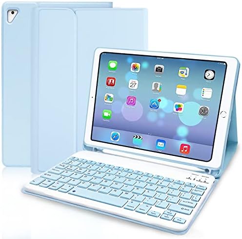 Jsvacva iPad Keyboard Case 9.7 2018 (6th Gen)/9.7 2017 (5th Gen)/iPad Pro 9.7/iPad Air 2/iPad Air 1, iPad Air 2 Case with Wireless Bluetooth Keyboard and Pencil Holder, Keyboard Case for iPad 9.7