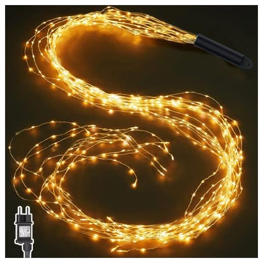 Joycome Lichterschweif 1M 100 LED Weihnachtsbeleuchtung mit Strom, Timer, Lichterstrang 8 Modi Wasserfall Lichterkette Wasserdicht Lichterbündel für Weihnachten Balkon Außen Innen Deko - Warmweiß