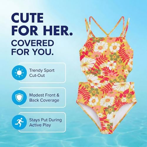 Image of Kanu Surf Girls' Beach Girl Sport Cut-Out One Piece Swimsuit