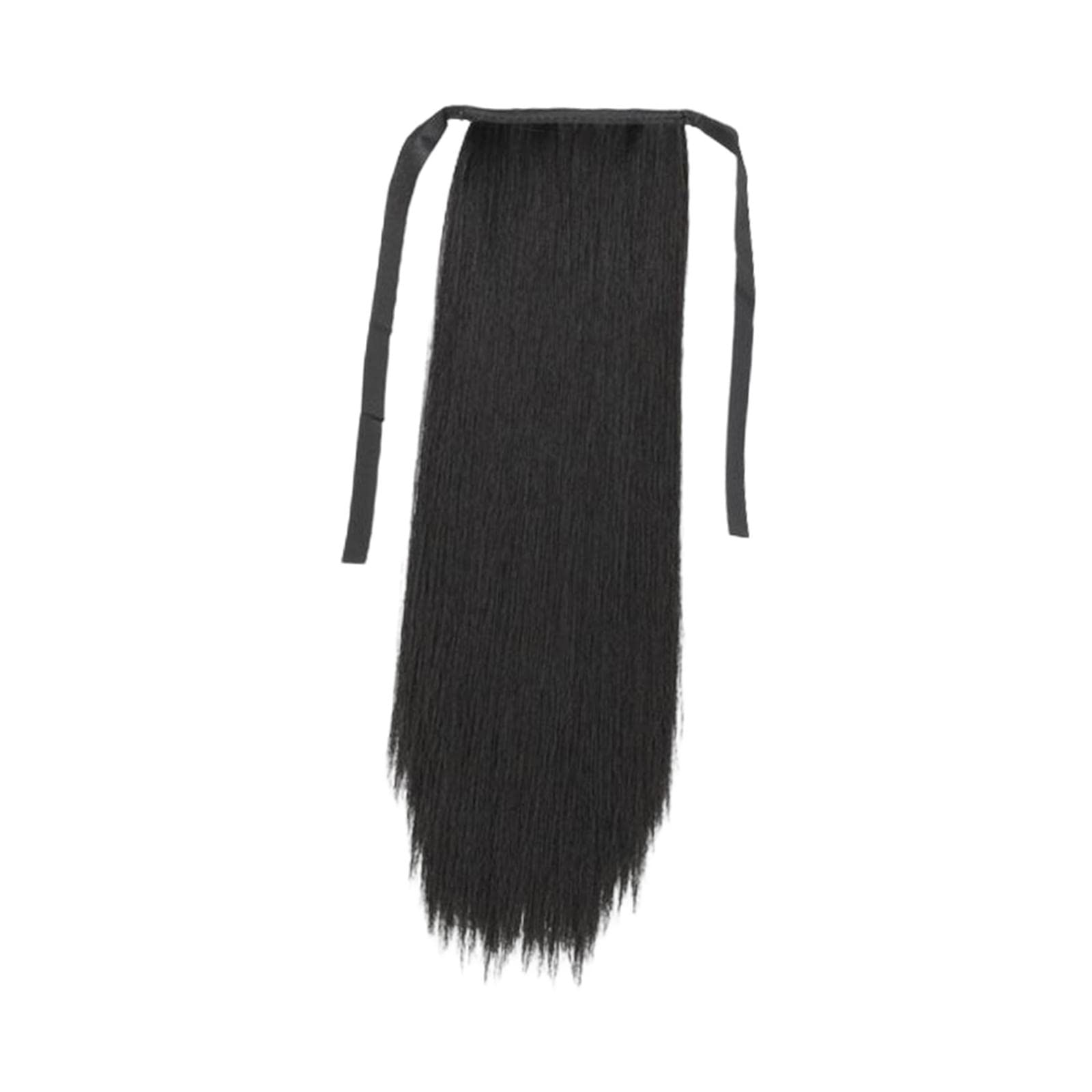 Extension de Queue de Cheval Longue Lisse avec Cordon Faux Postiche Noir Perruque Synthétique Fibre Résistante à La Chaleur Fixation Par Pince Confort, 75CM