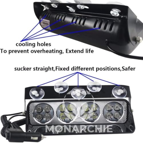 Image of MONARCHIE 16 LED Flasher Strobe Light with Flashing Modes, Police Car Emergency Light | for Police Car | (Red Blue)