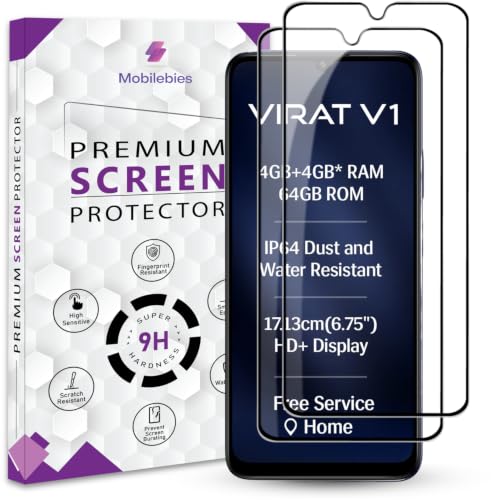 Image of Premium Tempered Glass Screen Protector Guard For Lava Virat V1 4G (6.75 Inch, Pack of 2) | Edge to Edge Coverage With Easy to installation kit