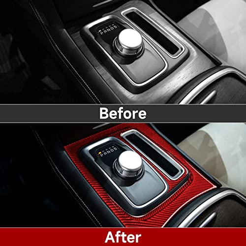 Image of Car Gear Shift Panel Cover Decals for 2015-2023 Chrysler 300 / 300C / 300S / Limited /Touring Accessories Carbon Fiber Stickers