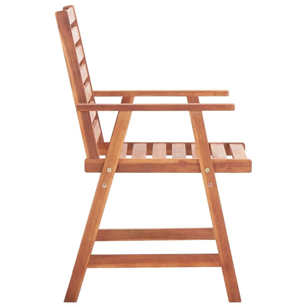 Sedie da pranzo da giardino, 3 pezzi, con cuscino, in legno massiccio di acacia | Resistente alle intemperie, superficie trattata ad olio, cuscino in poliestere impermeabile, portata 110 kg