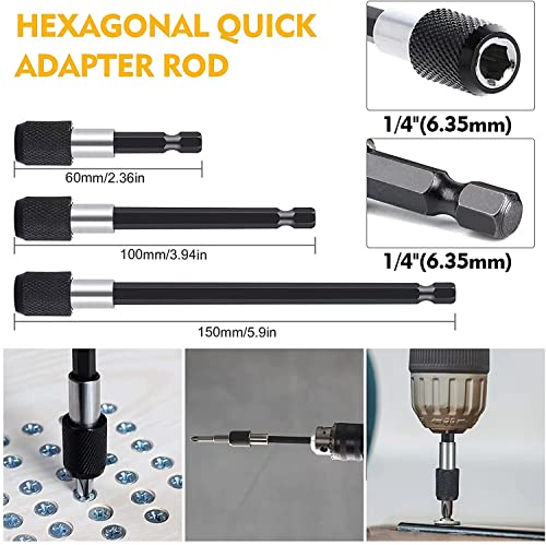 Mxiixm Flexible Drill Bit Extension Hex Shank Kit 25Pcs, 105° Right Angle Drill Attachment, 1/4 3/8 1/2 Inch Rotatable Socket Adapter Set thumb #2