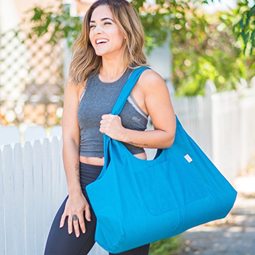 Yogiii Large Yoga Mat Bag | The Original YogiiiTotePRO | Large Yoga Mat Tote Sling Carrier with Side Pocket | Fits Most Size Mats (Azulene Blue)