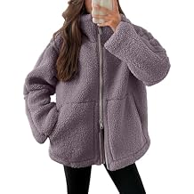 Sherpa Jacket Women Fashion Fuzzy Zip Up Jackets Oversized Fleece Jacket Winter Warm Long Sleeve Overcoat Casual Coats