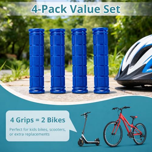 Image of CHUNZEXI 4 PCS Bike Handlebar Grips, Rubber Bicycle Bar Grips Replacement, Non-Slip Handle Grips for Kids Bikes, Scooters, BMX, Mountain & Cruiser Bikes