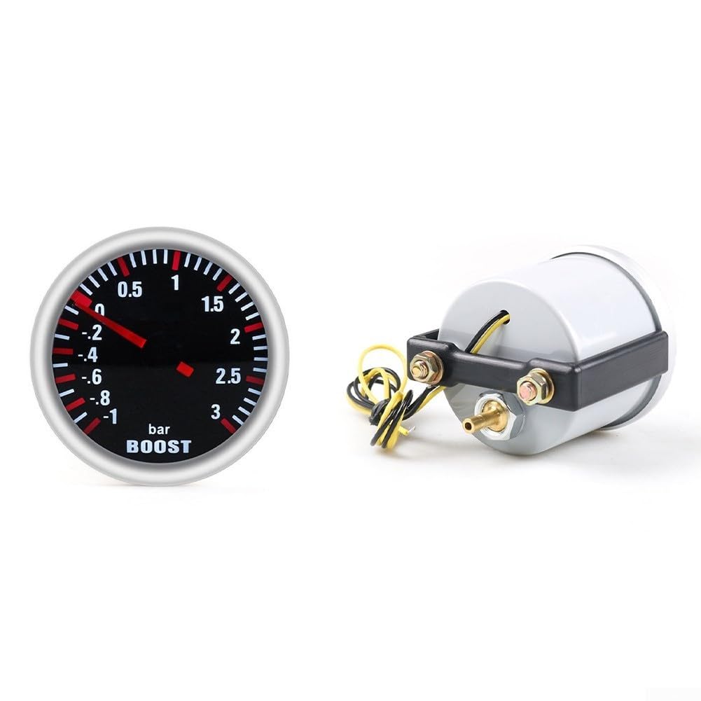 Jauge de turbocompresseur 12 V 52 mm mécanique Turbo Boost Gauge 3 bars avec rétroéclairage blanc pour voiture Modification et surveillance de la pression de suralimentation