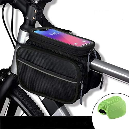 Podwójny rower, wodoodporny pokrowiec na kierownicę rowerową, wielofunkcyjny uchwyt na telefon komórkowy do 6,5" (czarny)