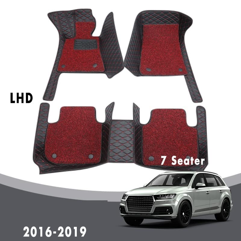 Tapis de sol Audi Q7 2016-2019 sur mesure 7 places double couche café