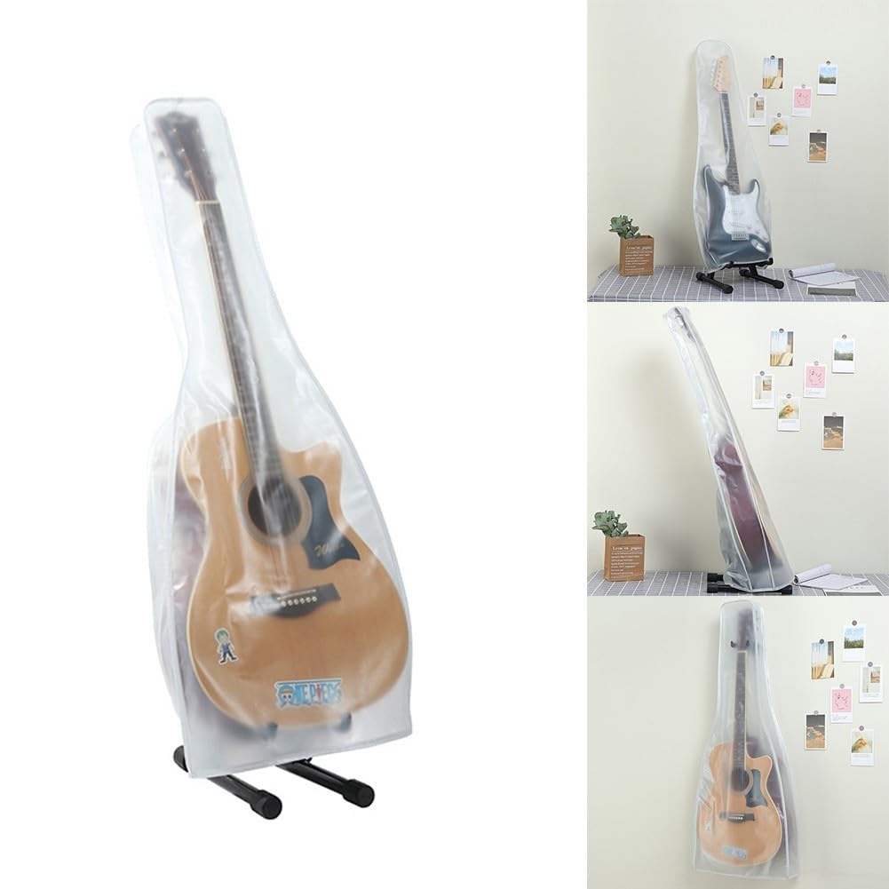 Zoegneer Cubierta antipolvo para guitarra, montaje en pared, funda portátil, cubierta antipolvo impermeable y a prueba de polvo, material de PVC transparente (para guitarra eléctrica)