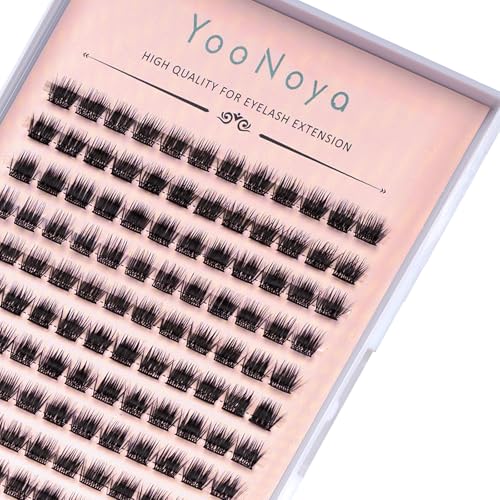 YOONOYA Lash Clusters 144 PCS 8 mm Volume Lashes Eyelash Clusters D Curl Cluster Eyelash Extensions Natural Wispy Cluster Lashes Reusable Individual Thick Lash Extension (QD-8mm)