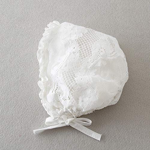 Slowera Baby Girls White Lace Dress Christening Baptism Gowns and Bonnet (Style3, 6-12 Months) - Thumbnail 7