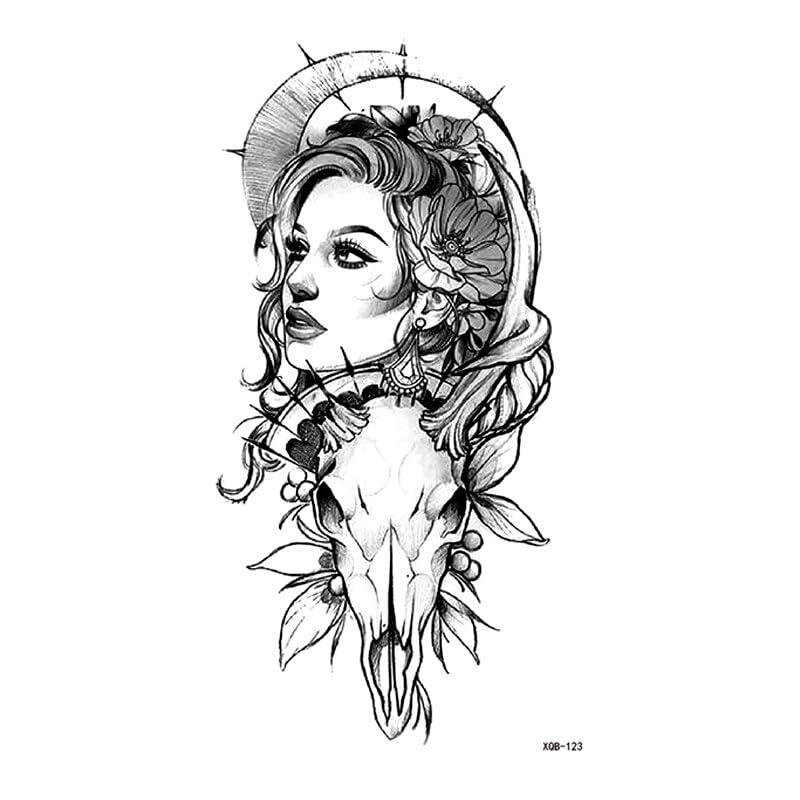 Miniatura 2 de Belleza Impermeable Tatuajes Temporales Hombres Tatuaje Cuerpo Arte Tatuajes Cráneo Mujer Temporales Henna Tatuaje Mangas Tatoo Pegatina