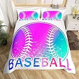 set di biancheria da letto da baseball, set di biancheria da letto per bambini a tema sportivo, set di biancheria da letto 3d per giochi di palle e ragazze, per bambini, per letto matrimoniale, con 2