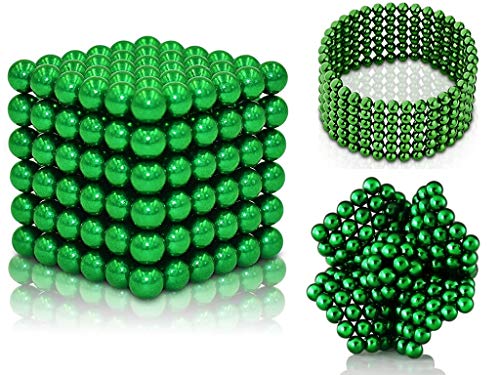 SENBAO Magnet Balls Multicolored Powerful Creative Rainbow Cube Tactile Office Desktop Toys Sculpture Entertainment (Green-3MM-216PCS)