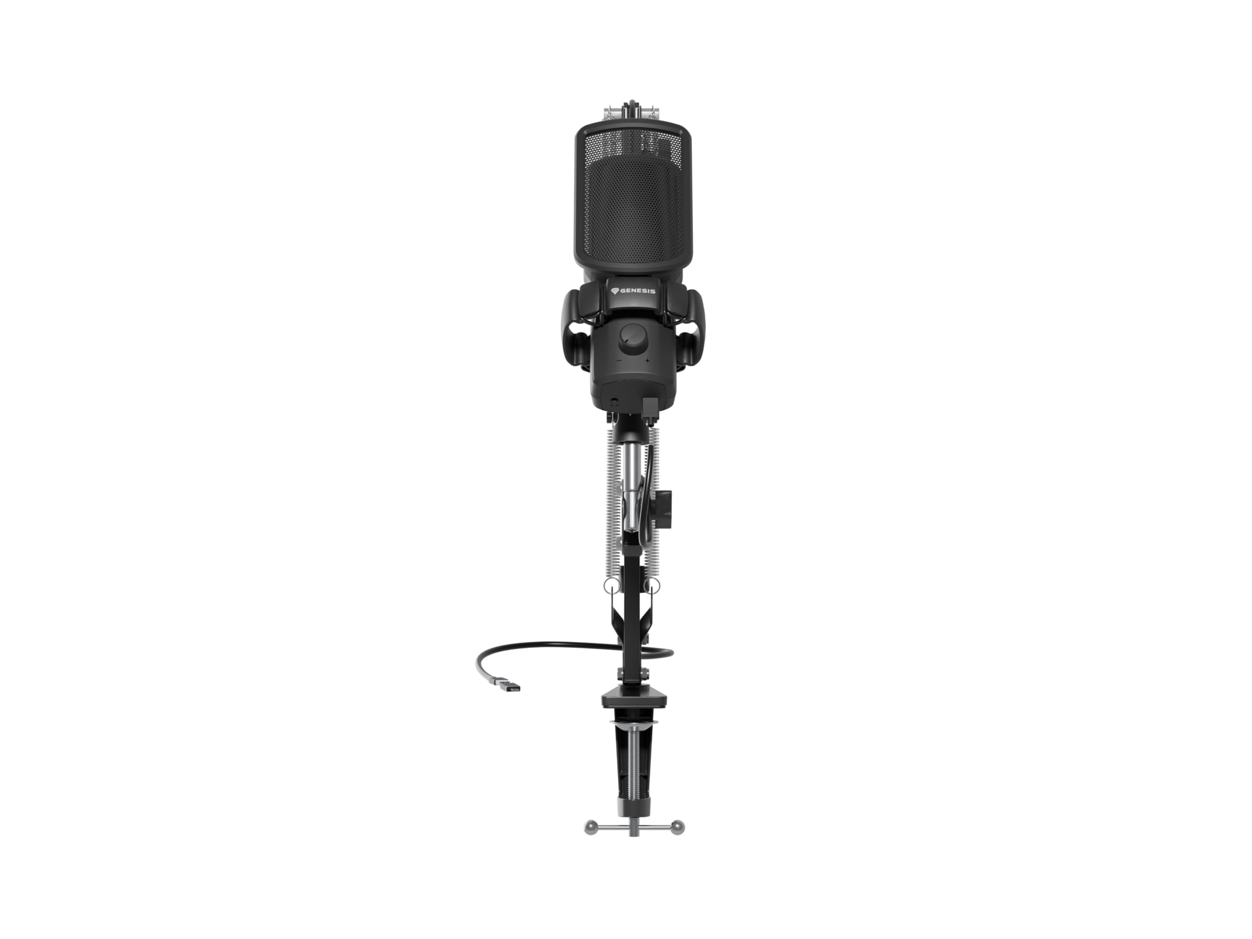 Genesis Radium 251 USB Gaming Microfono con Braccio 5 - Condensatore 192kHz/24bit, Cardioide, Illuminazione RGB, Filtro Pop, Controllo Gain, Tasto Mute, Monitoraggio in tempo reale, Plug & Play per PC