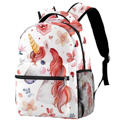 Sac à dos licorne et fleurs, le cadeau idéal avec porte-bouteille pour la rentrée
