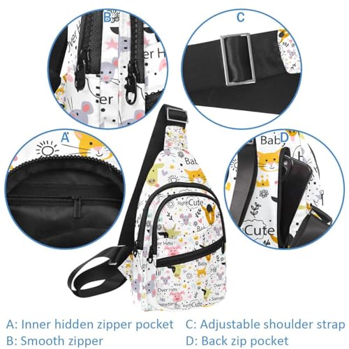 Bolsa cruzada con estampado de animales de garabatos para hombres y mujeres 4
