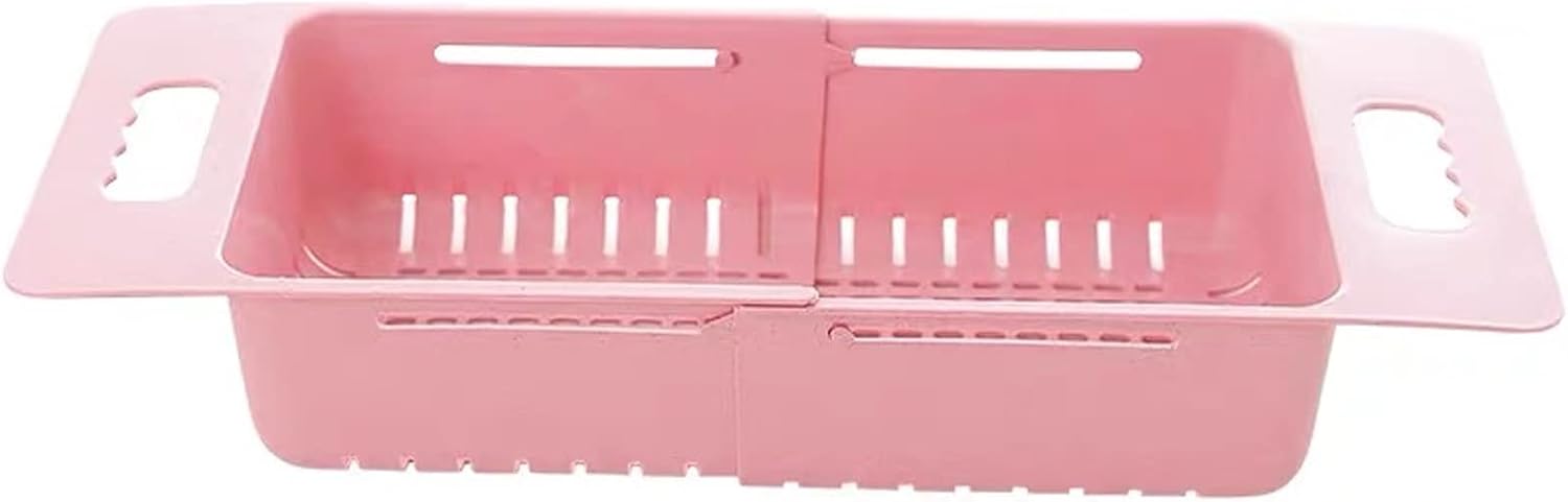 IMPREC Over The Sink Colander Strainer Basket, Collapsible Sink Colanders With Drain Cooked Pasta And Dry Dishes Wash Vegetables And Fruits (Color : Pink)