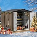 DWVO 8x6 FT Outdoor Storage Shed, Large Metal Tool Sheds, Heavy Duty Storage House with Lockable Doors & Air Vent for Backyard Patio Lawn to Store Bikes, Tools, Lawnmowers, Blown