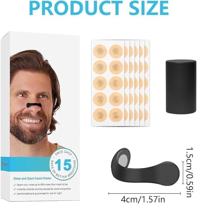 Navaliya Magnetic Nose Strip, 15 Pcs Magnetic Nasal Strips, Nose Magnet for Breathing, Intake Breathing Nose Magnets, Anti-Snoring Magnetic Nose Clip for Home,Travel,Hotel,Business Trip,Men&Women,Black 1