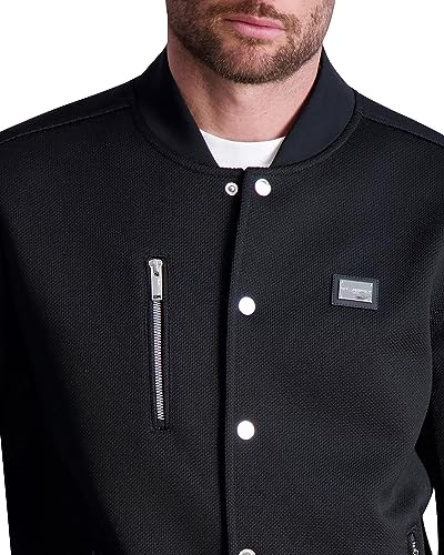 KARL LAGERFELD Men's Textured Bomber Jacket4