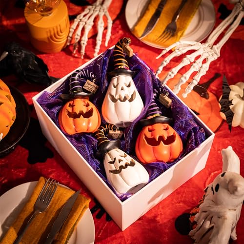 Valery Madelyn 2er Set Halloween Deko Figuren, 13cm Neuheit Harz Kürbis – Bild 4