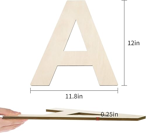 Miniatura 7 de HGWOUY Letra de madera sin terminar de 12 pulgadas H, letras de madera en blanco de 14 de pulgada de grosor para decoración de pared, manualidades,