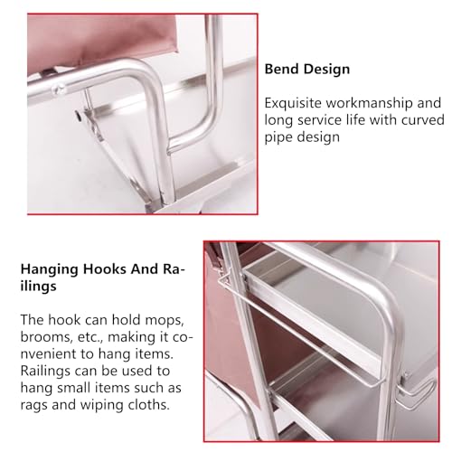 Carrello di pulizia su ruote con borsa in vinile, 3 ripiani, per uso domestico e commerciale, organizer per forniture per la casa