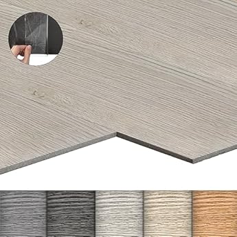 Foto di LZQ - Pavimento in PVC autoadesivo con effetto legno, 72 piastrelle in vinile, 10,04 m², per pavimenti in piastrelle, resistenti all'usura, impermeabili, per soggiorno e cucina, rovere bianco